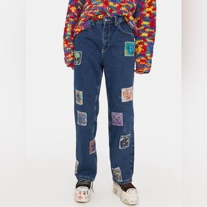 NEW The Ragged Priest Women’s Mid Rise Patch Dad Jeans Size 30